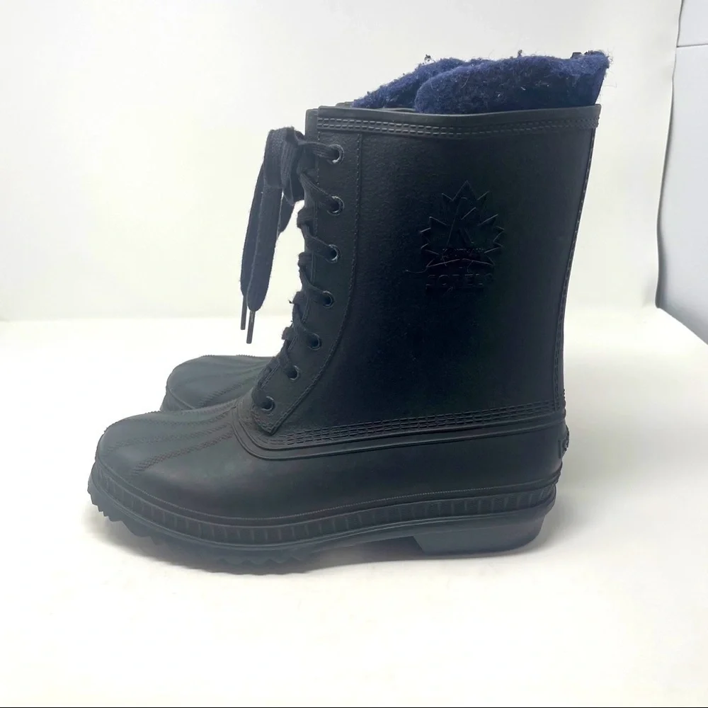 Vintage Sorel Canada Rubber Boots – Wool Lined, Black, Men's Size 7